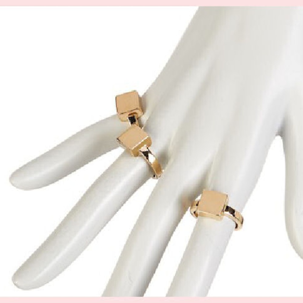 Square GOLD Rings Stack BoHo Style or Alone NWT 7